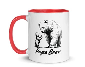Papa Bear Mug Gift for Dad  Father's Day Gift from Kids, Husband Birthday Gift, Cute Bear Coffee Mug for Papa, Rustic Dad Mug Present