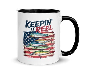 Mug pêche drôle du 4 juillet : cadeau de tasse de café patriotique