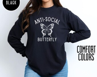 Antisoziales Schmetterlings-T-Shirt: Komfortfarben Lustiges Introvert-T-Shirt