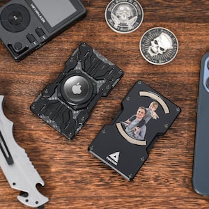 Personalized wallet ,Men's  wallet with AirTag clip,Customize Father's Day gifts,RFID ,Small Aluminum Metal wallet,Gift from a friend