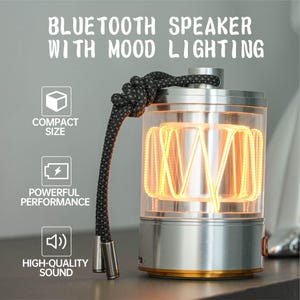 Altavoz Bluetooth personalizado con iluminación ambiental, luces de altavoz para exteriores, altavoces para acampar, altavoces de ambiente personalizados, lámpara de ambiente personalizada
