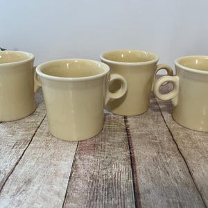Fiesta Ivory/Pale Yellow Coffee Mug, O Ring Handle, HLC Stamp Set Of 4