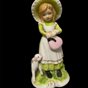 Vintage Mary Had A Little Lamb Porcelain Figurine Statue