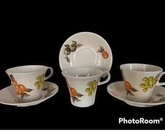 Impromptu Iroquois by Ben Seibel 3 1/8" Teacups and Saucers SET Of 3 Pattern IRO53