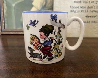 Vintage Lord Nelson “Pips Trip” Pottery Child's Mug Cup Nursery Rhyme