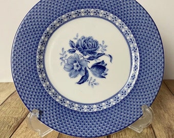 Andrea by Sadek SAD 55 Blue Geometric & Floral Salad Plates 7 3/4" Set Of 4