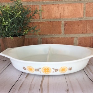 Vintage Pyrex 1960s Town and Country Split Casserole Dish/No Lid