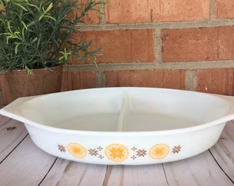 Vintage Pyrex 1960s Town and Country Split Casserole Dish/No Lid