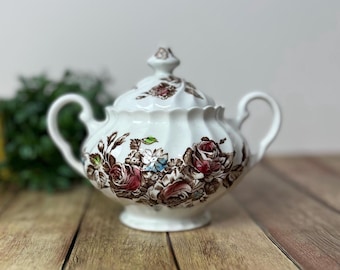 Azucarero y tapa vintage multicolor de Devon Sprays by Johnson Brothers