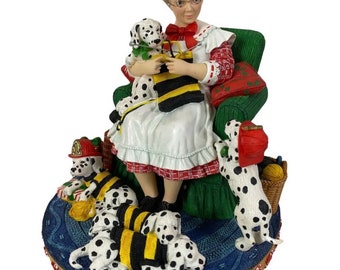 VINTAGE DANBURY MINT Mrs. Claus/Dalmatian Puppies Firehouse Figurine