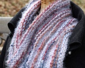COWL - Knitted - Bulky -  Self Stripping - Red, White & Blue - Soft - Slightly Fury - Wool Acrylic Nylon