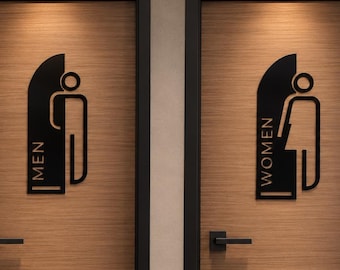 Letreros modernos de acrílico para baños / Decoración de pared minimalista moderna para baños de hombres y mujeres