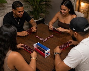 Double Six Dominoes Box Holder Convertible Trays, Latino Dad Gift, Puerto Rico, Dominican, Venezuela