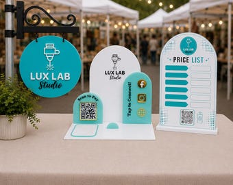 Vendor Market Display Bundle | Custom Tent Sign, QR Payment Stand, Menu Board