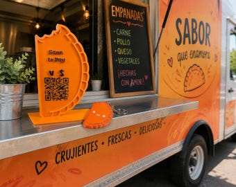 Empanada NFC Keychain & QR Code Sign – Food Truck Digital Menu Marketing tool Kit