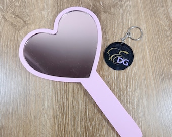 Custom Heart Mirror + NFC Keychain Logo Set | Beauty Business Branding Tool