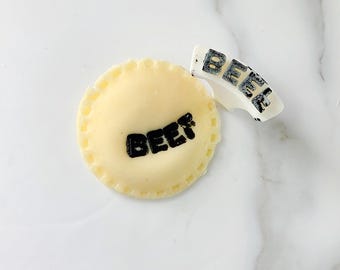 Sello personalizado con colorante alimentario. Sello personalizado para empanadas con colorante alimentario / Sello personalizado para marcar masa / Sabor a pastelitos y cachapas
