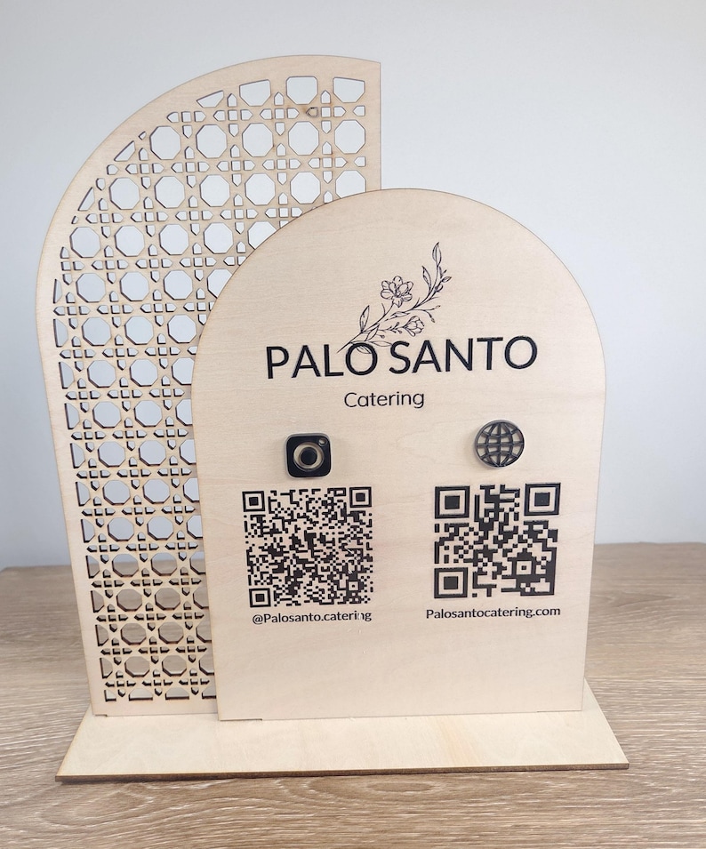 Acryl QR-standaard met visitekaarthouder | Display met logo op maat voor uw stand | Standbord voor verkopers afbeelding 18