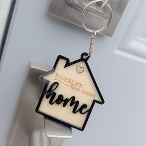 Personalised Realtor House Keychain Buyer Closing Gift Real State Agent Marketing Keyring Seller Housewarming basket New House Custom Gift