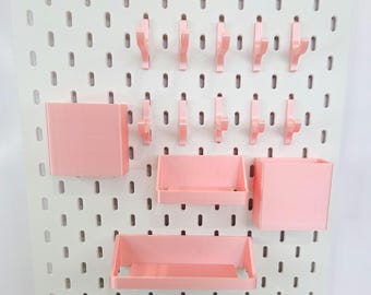 Ikea Skadis Pegboard Accessories Set, Pencil, Markers, Pliers Bins, Hooks, Shelves