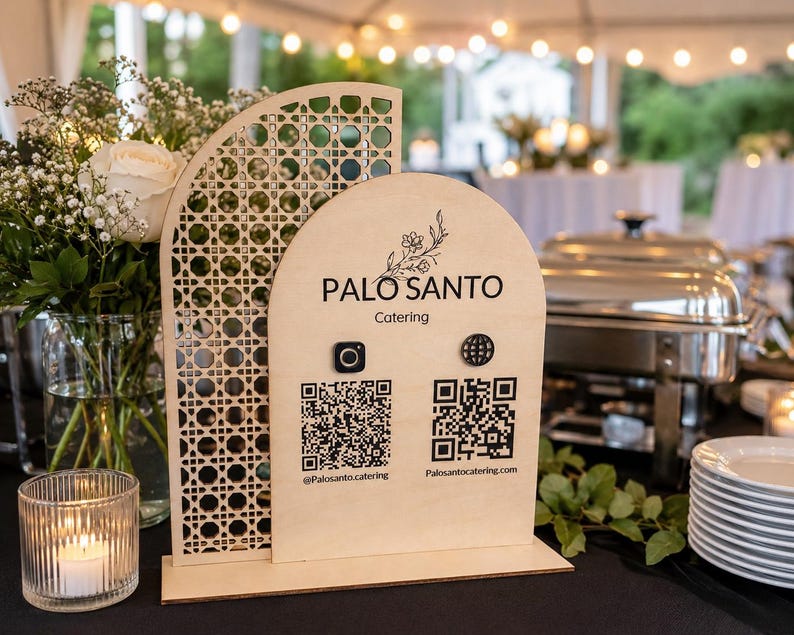 Acryl QR-standaard met visitekaarthouder | Display met logo op maat voor uw stand | Standbord voor verkopers afbeelding 17