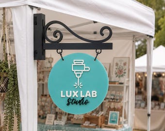 Vendor Market Tent Logo Sign with Hanger | Custom Acrylic Booth Sign for Small Businesses