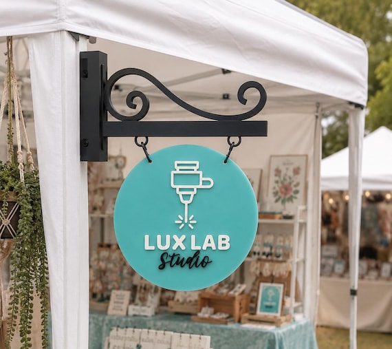 Vendor Market Tent Logo Sign with Hanger | Custom Acrylic Booth Sign for Small Businesses