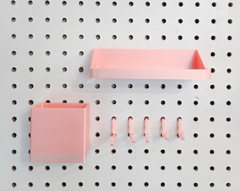 Pegboard Accessories Set: Hooks, Shelf and Bin - Standard Pegboard