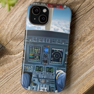 iPhone-hoesje Airplane Cockpit met MagSafe- en dubbellaagse bescherming, verkrijgbaar in matte of glanzende afwerking - telefoonhoesje vliegtuig, cadeau piloot