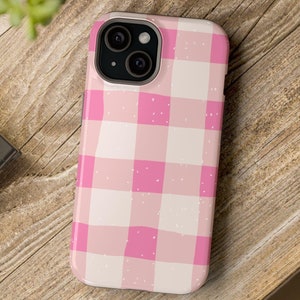 Checkered Pink iPhone Case with MagSafe & Dual Layer Protection, Available in Matte or Glossy Finish - Cute Phone Case, Pink Gift