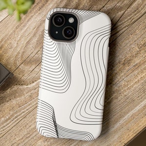 Topografie Wellen iPhone Hülle mit MagSafe & Dual Layer Schutz, Erhältlich in Matt oder Glänzend Finish - Map Pattern