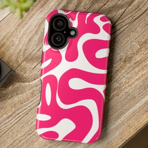 Retro Pink Swirls iPhone Case with MagSafe & Dual Layer Protection, Available in Matte or Glossy Finish - Vintage Phone Case