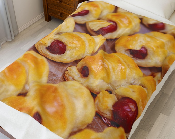 Pigs in a Blanket, Cozy Velveteen Plush Blanket, Winter Blanket, Foodie Gift, Blanket for Food Lovers, Hot Dog Lover Gift, Pastry Lover Gift