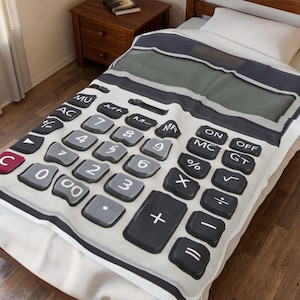 Koc kalkulator, przytulny pluszowy koc z welwetu, koc zimowy, dziwny zabawny prezent, prezent dla bankiera, prezent dla finansisty, prezent dla matematyka, prezent matematyczny