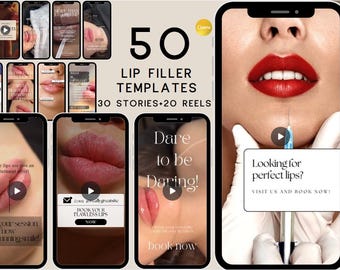 Nurse Injector Lip Filler Templates: 50 Instagram Reels & Stories (Canva)