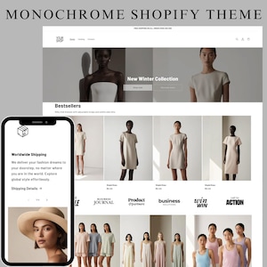 High Lead Converting Clean Shopify Theme for Clothing, Shopify Template for clothes, Clean Monochrome Shopify Theme