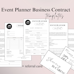 Contractsjabloon evenementplanner + verwijzingskaart, huwelijksplanningscontract, overeenkomst evenementplanner