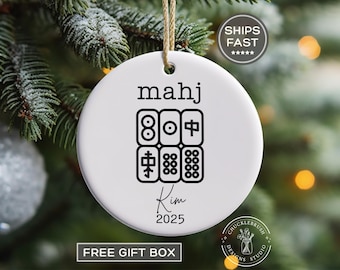 Personalized Mahjong Ornament, Custom Mahjong Gifts, Mah Jong Christmas Gifts, Customized Mahjong Tiles Ornaments, Mom Mahjong Gift Grandma