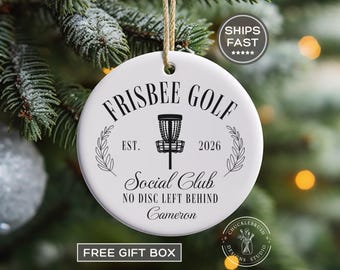 Custom Disc Golf Ornament, Frisbee Golfing Christmas Ornament, Personalized Frisbee Golfer Gift, Frolfing Disc Golfing Frisbee Golf Gifts