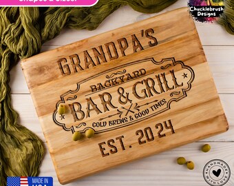 Custom Chopping Board BBQ Grill Gift For Him, Personal Gift Fathers Day Grilling Gift for Him, Wood Engraving Sign Dad Gift Husband Birthday