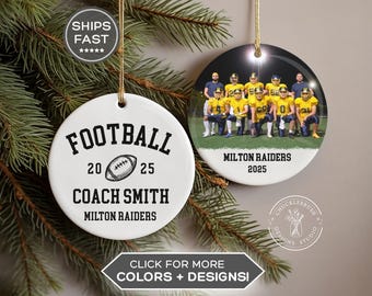Custom Football Coach Ornament, Football Coach Gift, Boys Football Photo Christmas Ornament, Football Team Gift, Coach Thank You Gifts