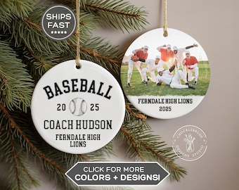 Personalized Baseball Coach Ornament, Custom Photo Baseball Christmas Gift, Baseball Team Coach Thank You Gift, Team Photo Gifts for Coach