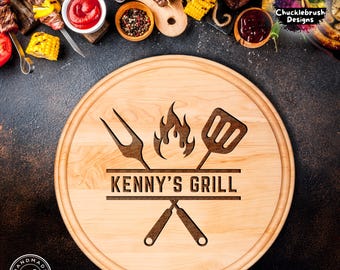Personalized Grill Gift BBQ Cutting Board For Him, Customized Chopping Board Gifts, Grillling Dad Fathers Gifts from Kids, Custom Groom Gift