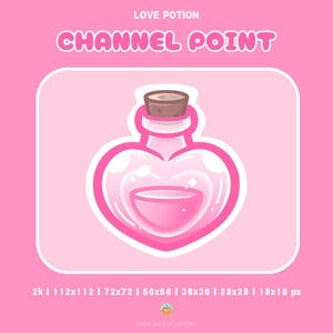 Cute Love Potion Icon | Twitch Channel Point | Bits | Sub Badge | Emote | YouTube | Discord | Valentines | Elixir | Bottle | Pink |
