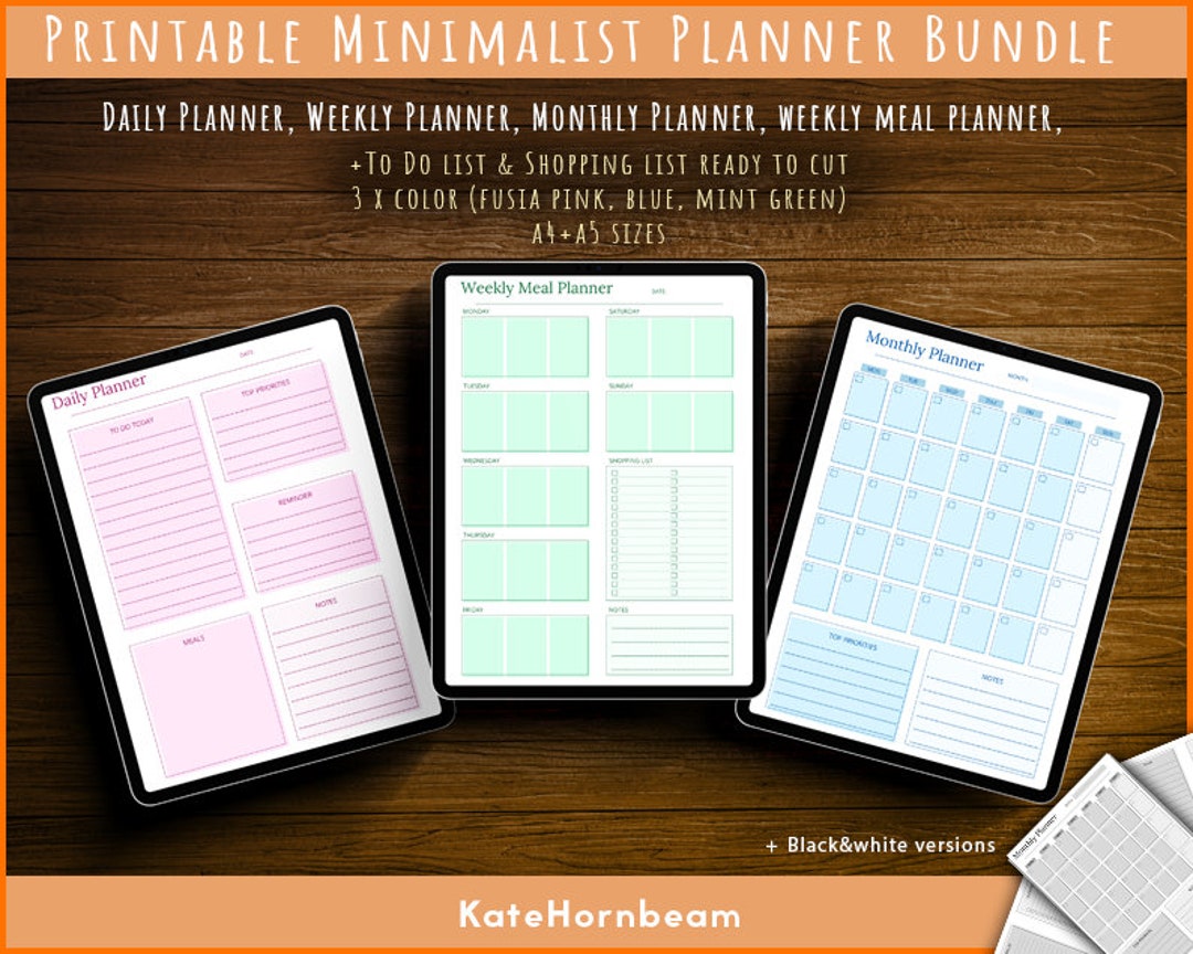 DIGITAL PLANNERS BUNDLE Printable Daily Weekly Monthly Weekly Meal Prep ...