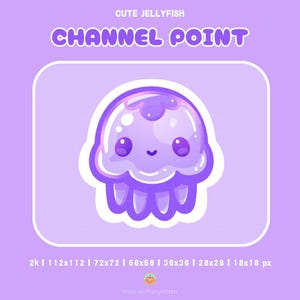 Cute Jellyfish | Twitch Channel Point | Bits | Sub Badge | Emote | Icon | YouTube | Discord | Sea Creature Ocean Kawaii Jelly Purple Marine