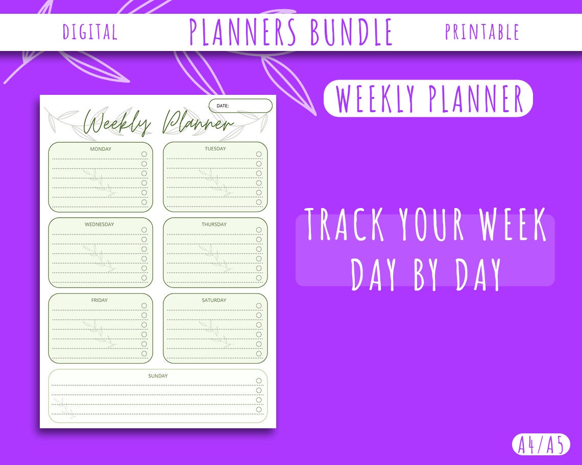 DIGITAL PLANNERS BUNDLE Printable Daily Weekly Monthly Weekly Meal Prep ...