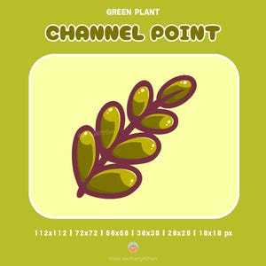 Cute Green Plant | Twitch Channel Point Stream | Bits | Sub Badge | Emote | Icon | YouTube | Discord | Forest Branch Leaf Leaves Garden Fern
