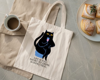 Cadeau kattenliefhebber, kattentas, schattige draagtas, kattenliefhebber, boodschappentas, esthetische draagtas, kattencadeaus, draagtas katten, kattenvader, kattenmama, cadeaus met kattenthema.