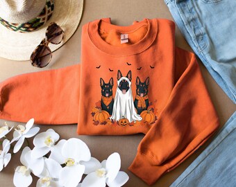 German shepherd Ghost Dogs sweatshirt,Halloween Dog Sweatshirt, Halloween Sweatshirt, Halloween Sweater, Ghost Sweatshirt, Ghost Dog Shirt